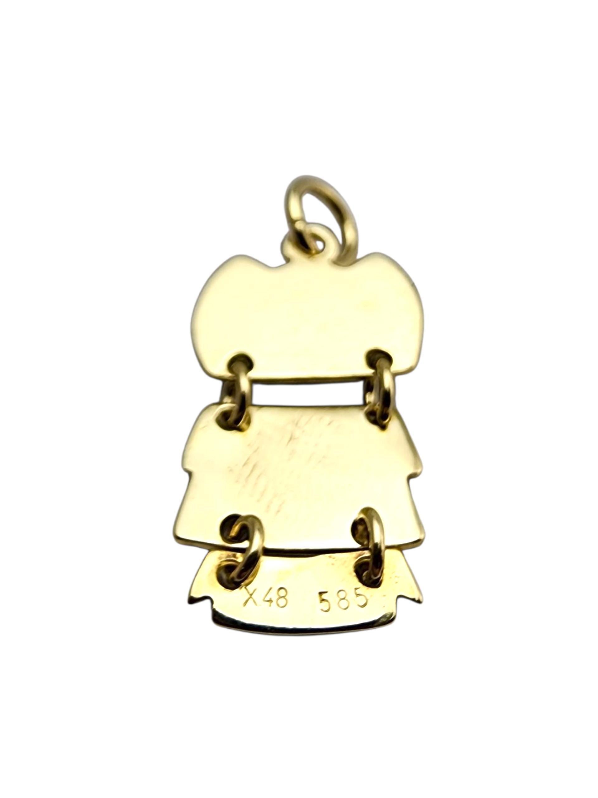 Donna Charm a forma di gufo articolato in oro giallo 14 carati #23677 in vendita