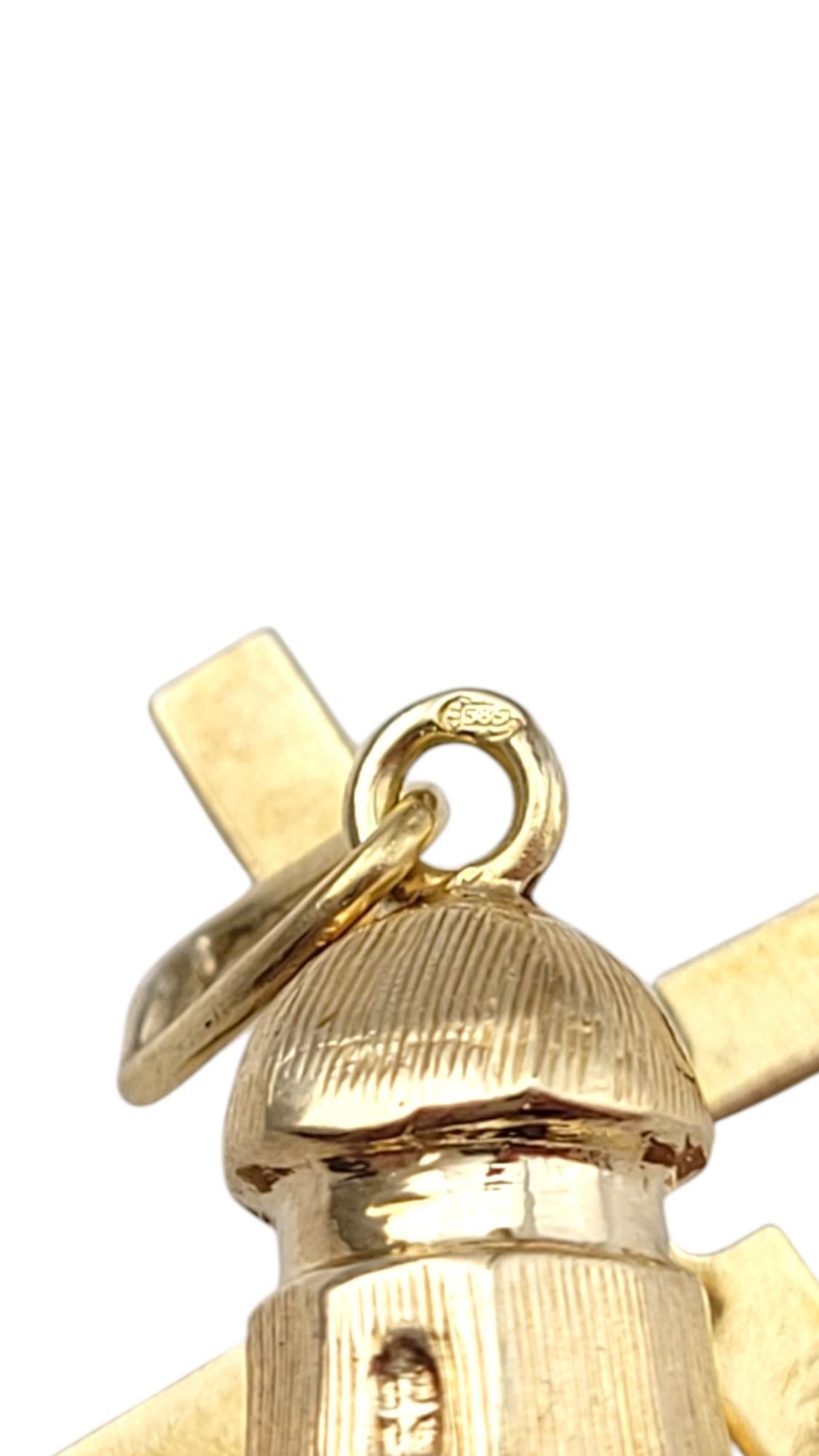 Breloque moulin à vent articulé en or jaune 14 carats n°20343 en vente 2