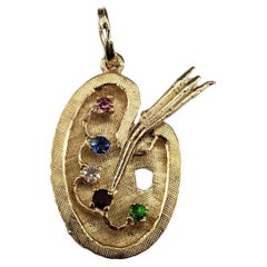 14 Karat Yellow Gold Artist's Palette Charm Pendant #19160