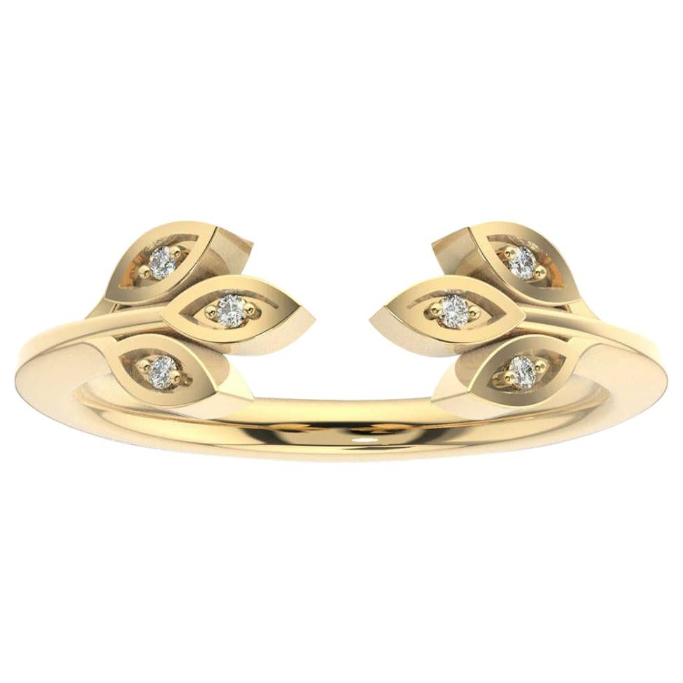 14 Karat Yellow Gold Aster Floral Diamond Ring '1/20 Carat' For Sale
