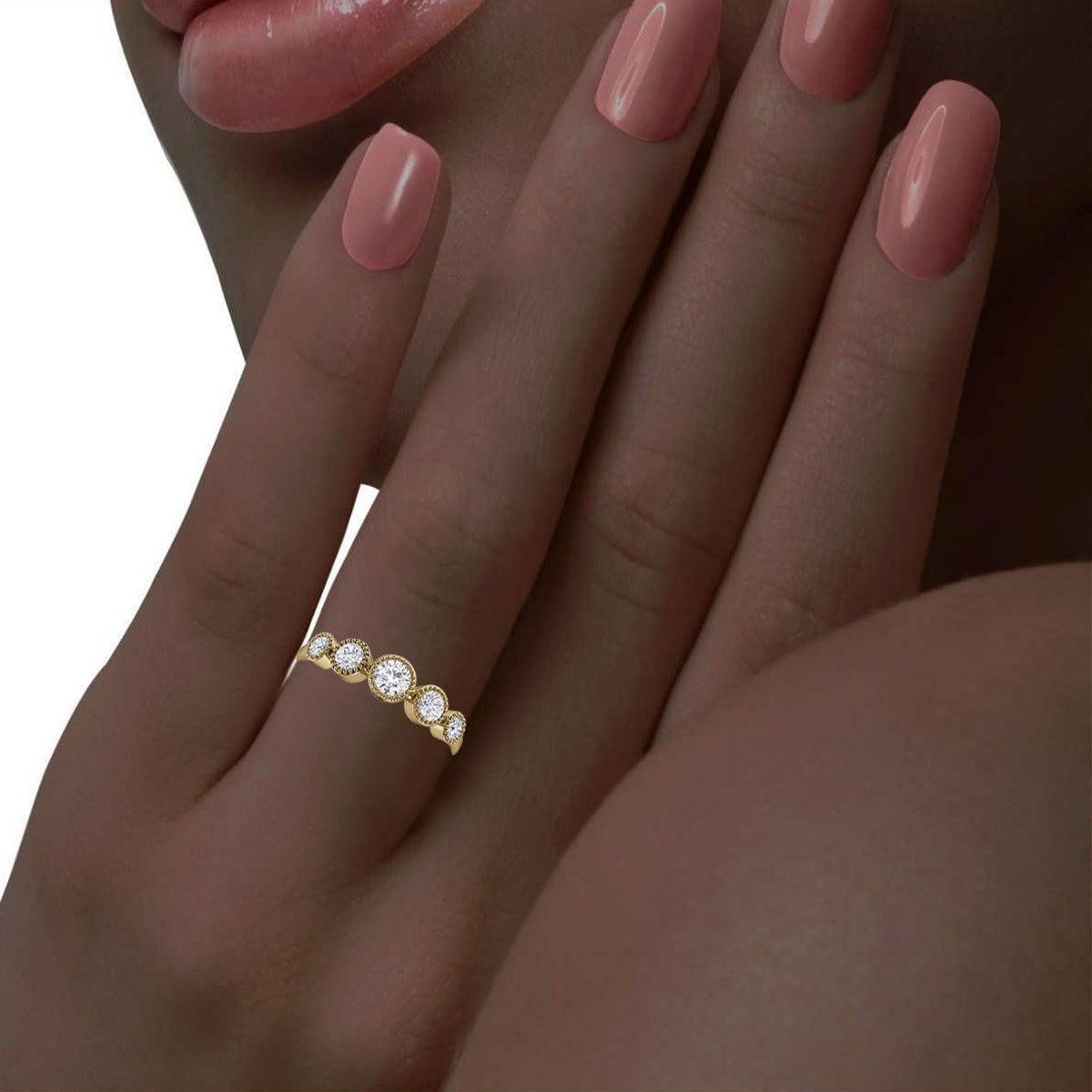 For Sale:  14 Karat Yellow Gold Augusta Bezel Milgrain Diamond Ring '2/5 Carat' 4