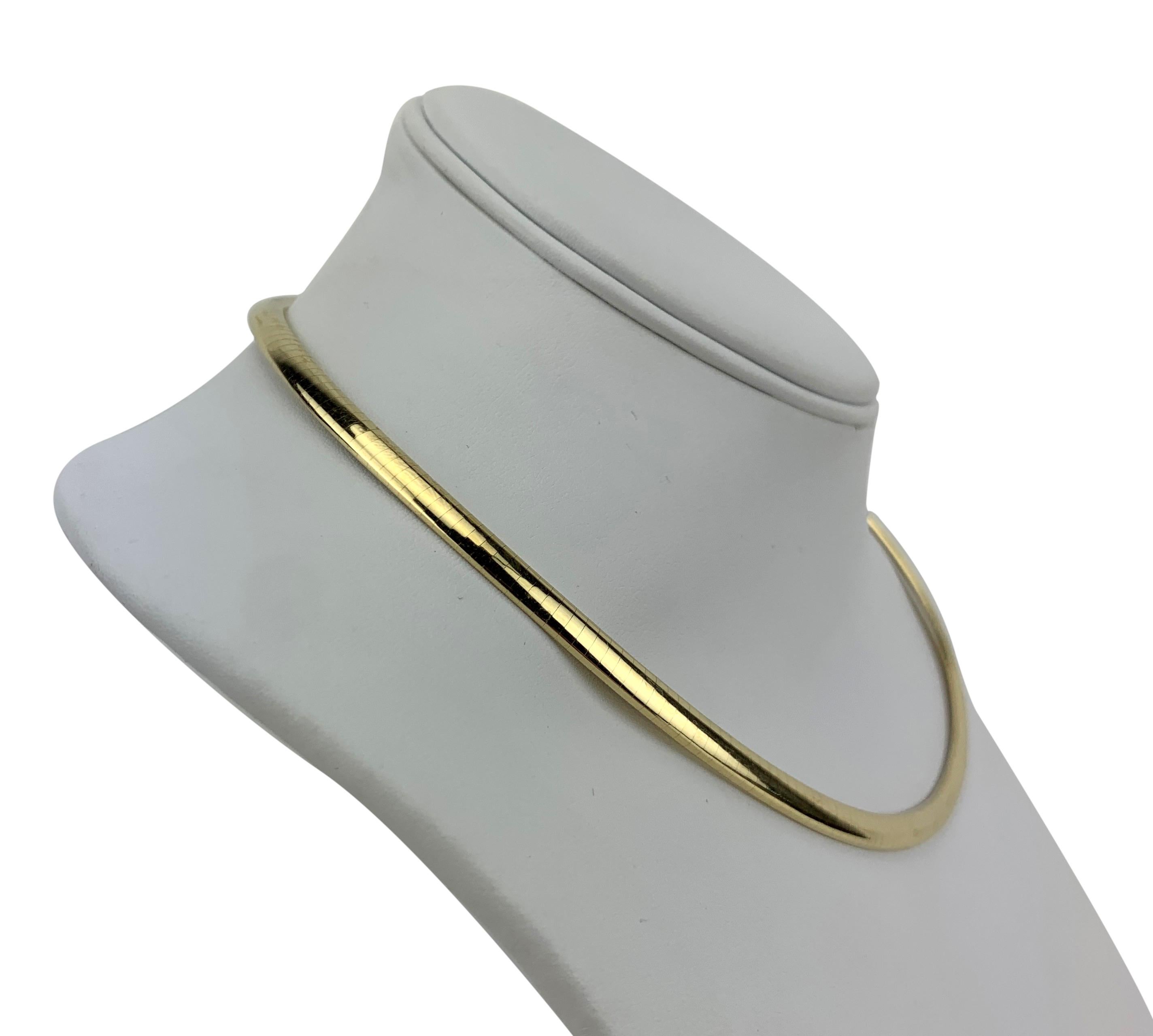14k Yellow Gold 22.2g Solid Aurafin 4.5mm Omega Link Collar Necklace 16