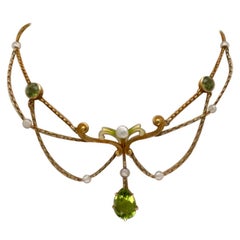 14 Karat Yellow Gold Authentic Nouveau Necklace