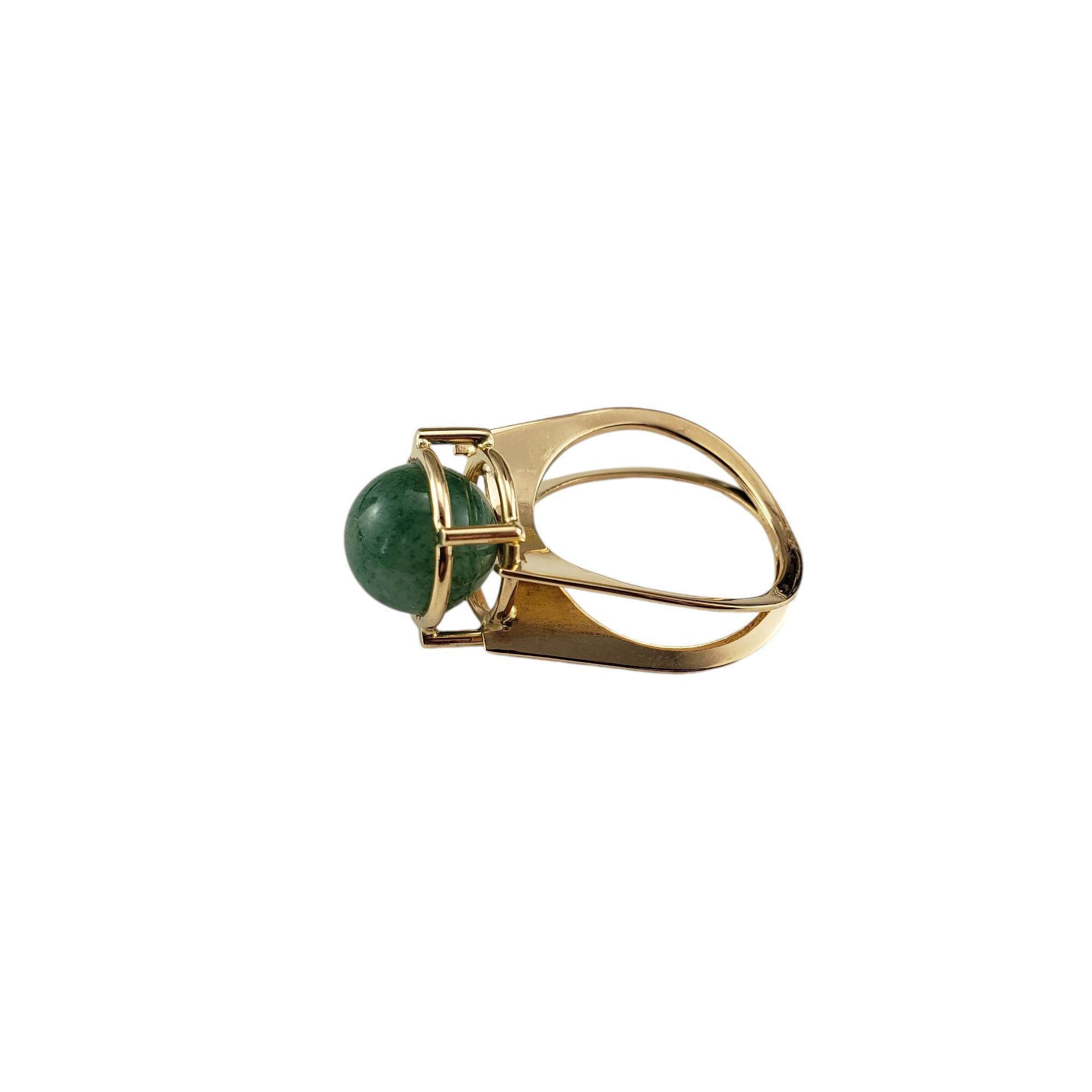 Taille ronde Bague à double anneau en or jaune 14 carats et quartz aventurine taille 7 n°19043 en vente