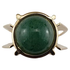 Anillo de oro amarillo de 14 quilates con doble banda de cuarzo de aventurina Talla 7 #19043