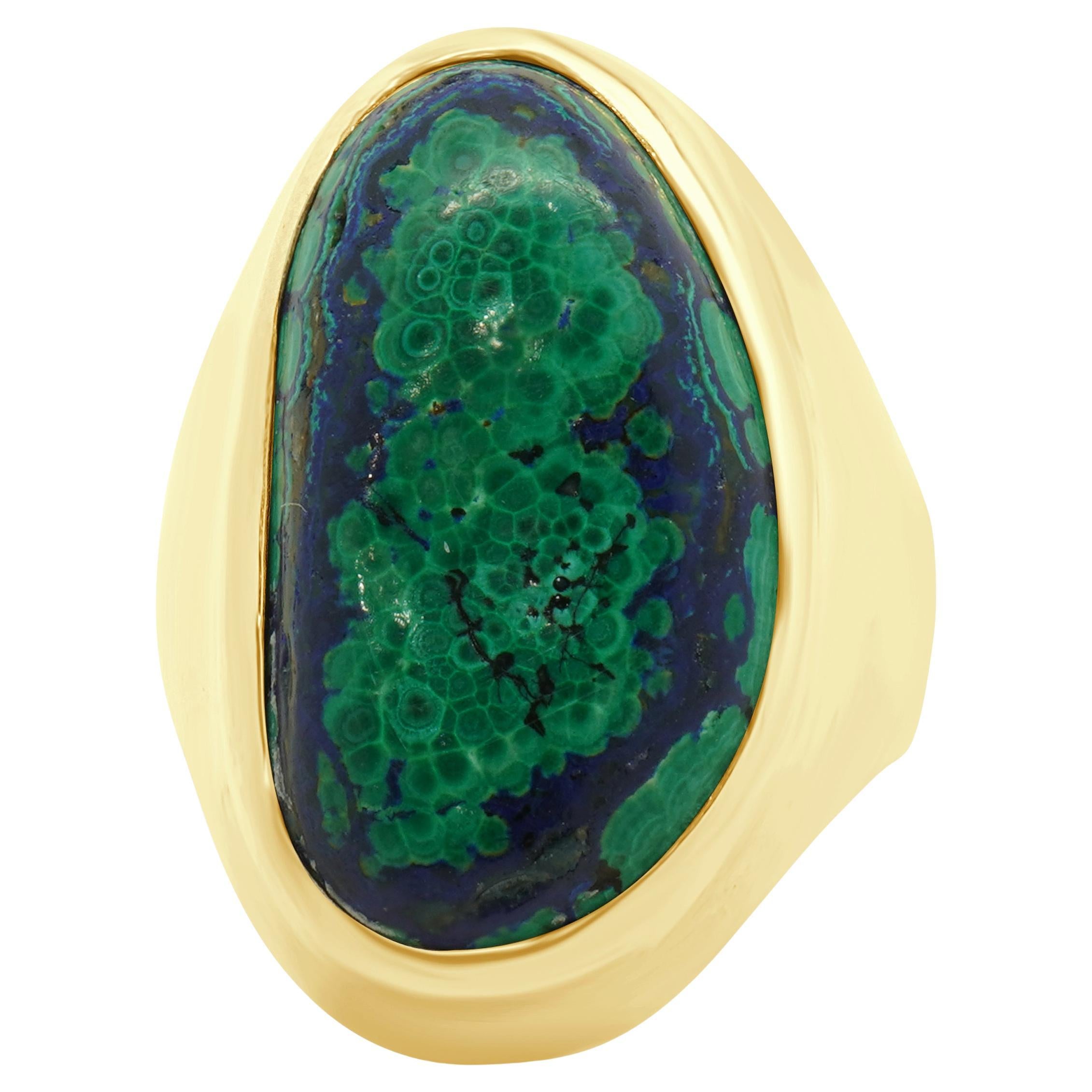 14 Karat Yellow Gold Azumalachite Ring