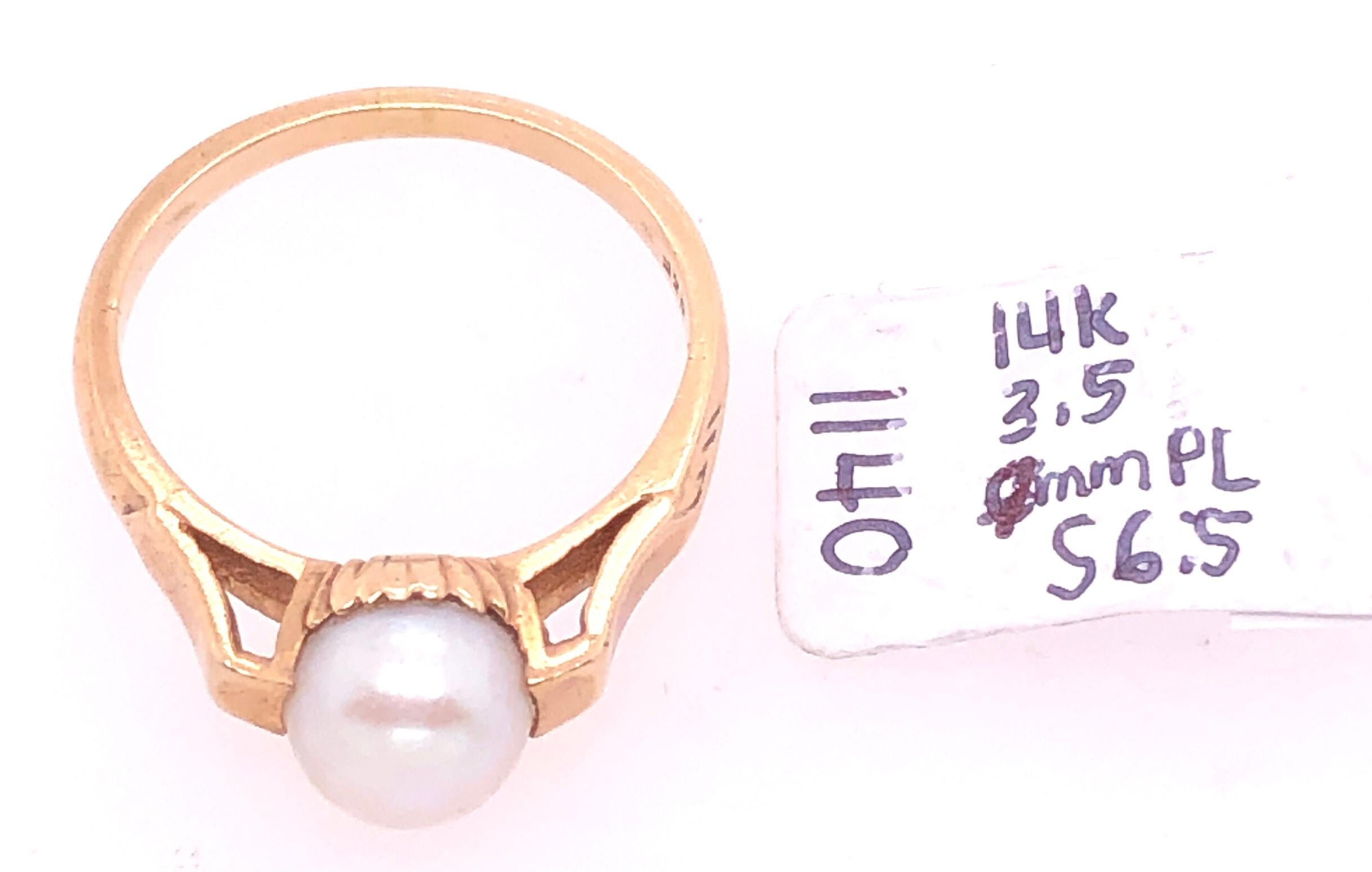 14 Karat Yellow Gold B & F Pearl Ring For Sale 1