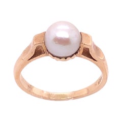 14 Karat Yellow Gold B & F Pearl Ring