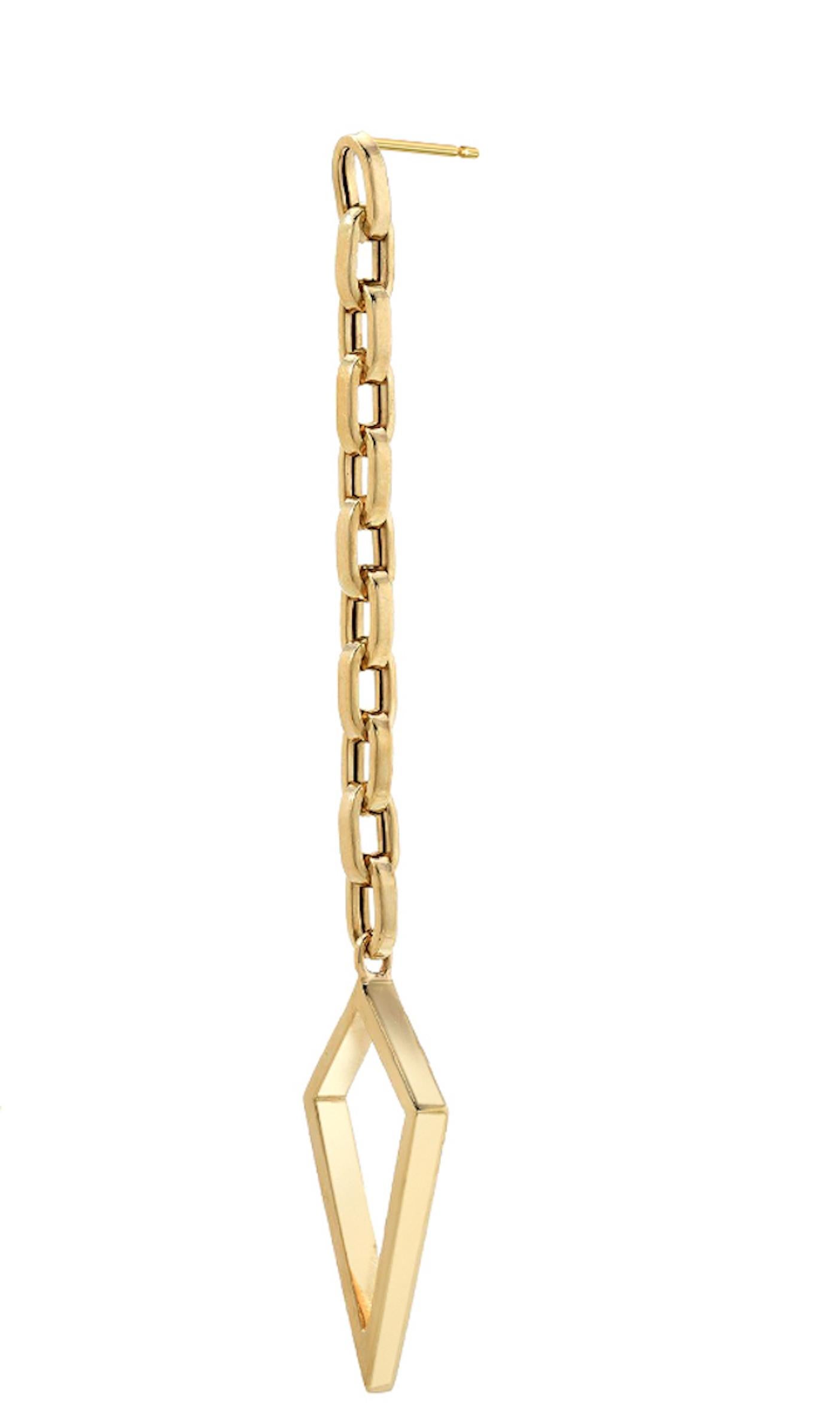 Contemporary 14 Karat Yellow Gold Baby Amulet Chain Earrings For Sale
