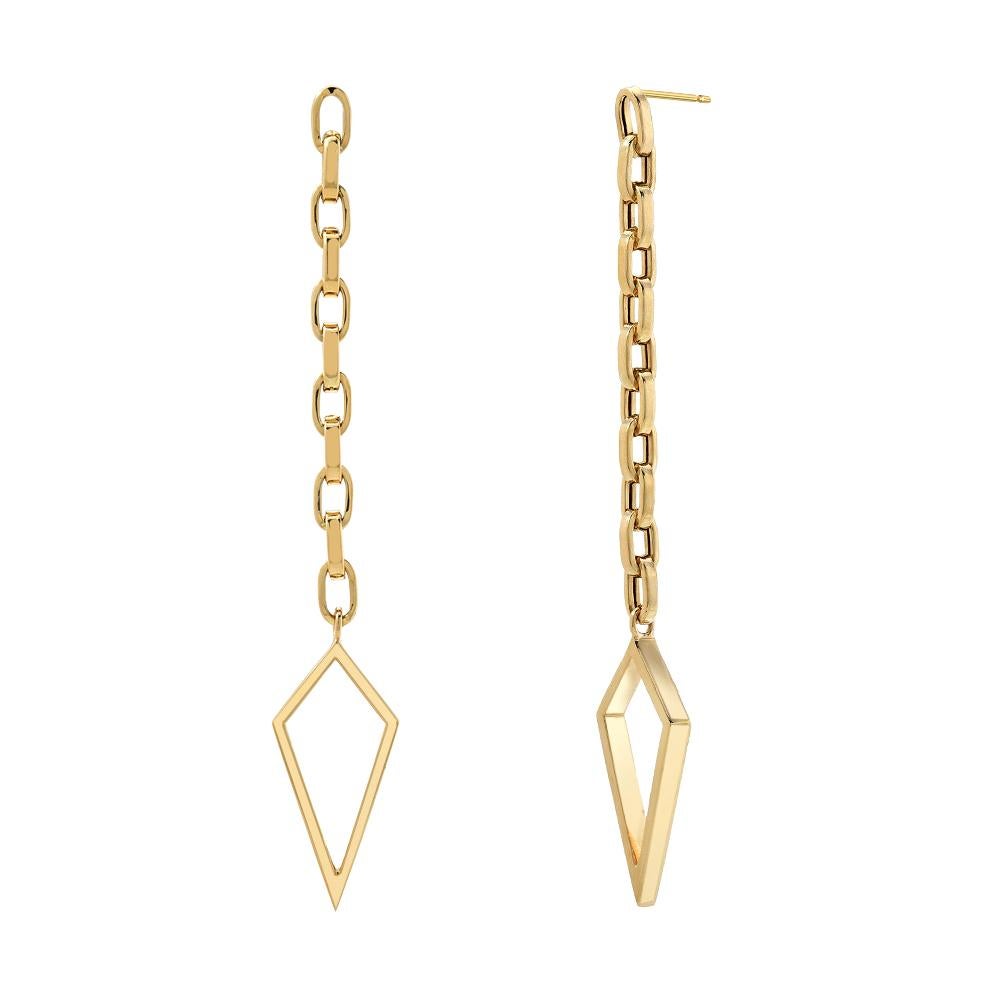 14 Karat Yellow Gold Baby Amulet Chain Earrings For Sale