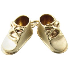 Vintage 14 Karat Yellow Gold Baby Shoes Charm