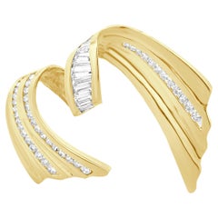 14 Karat Gelbgold Baguette und runder Diamant im Brillantschliff Bandschieber Penda