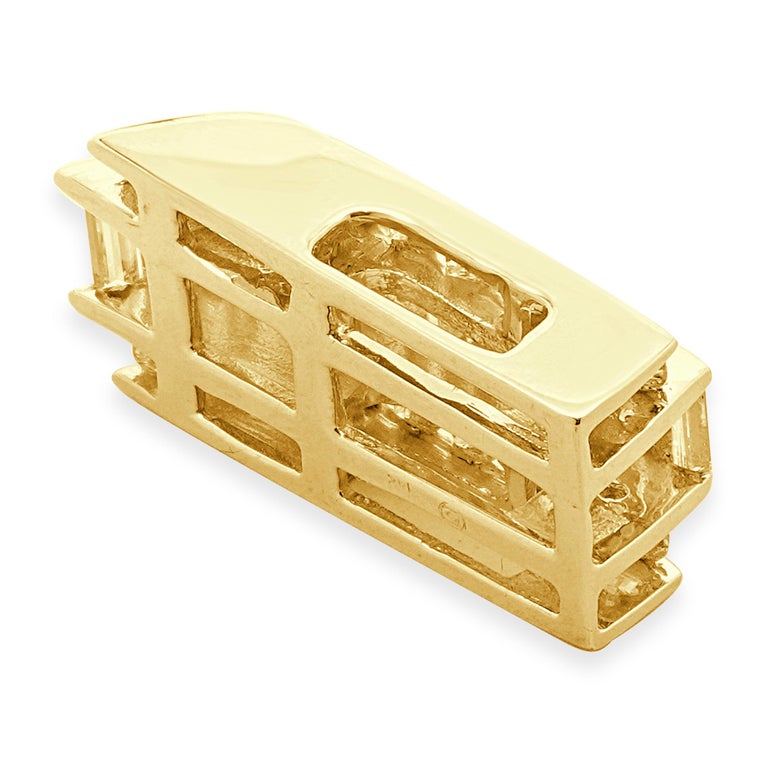 Pendentif coulissant en or jaune 14 carats avec diamants baguettes