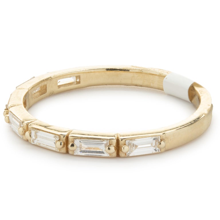 14 Karat Yellow Gold Baguette Cut Diamond Band For Sale at 1stDibs