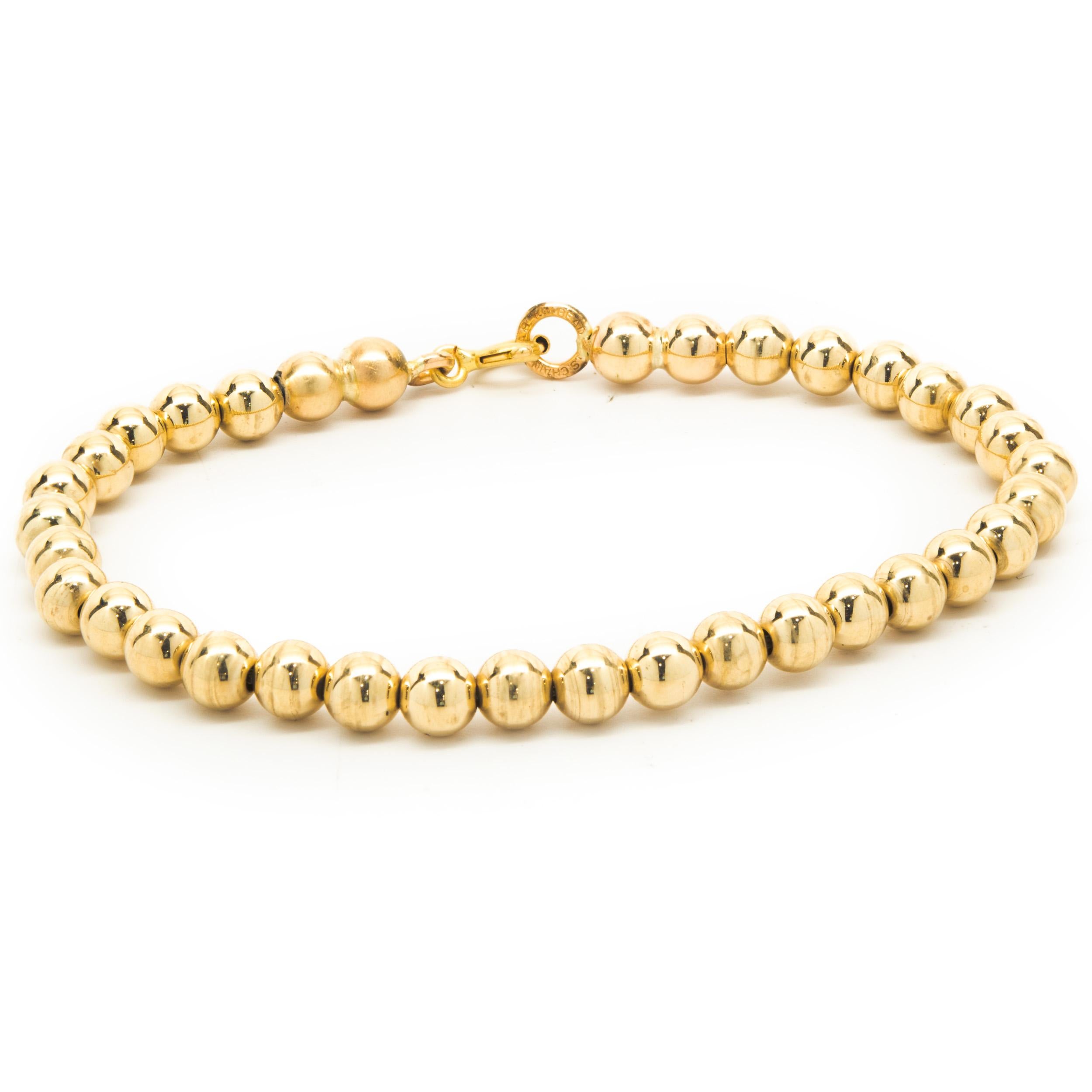 14 Karat Yellow Gold Ball Bracelet In Excellent Condition For Sale In Scottsdale, AZ