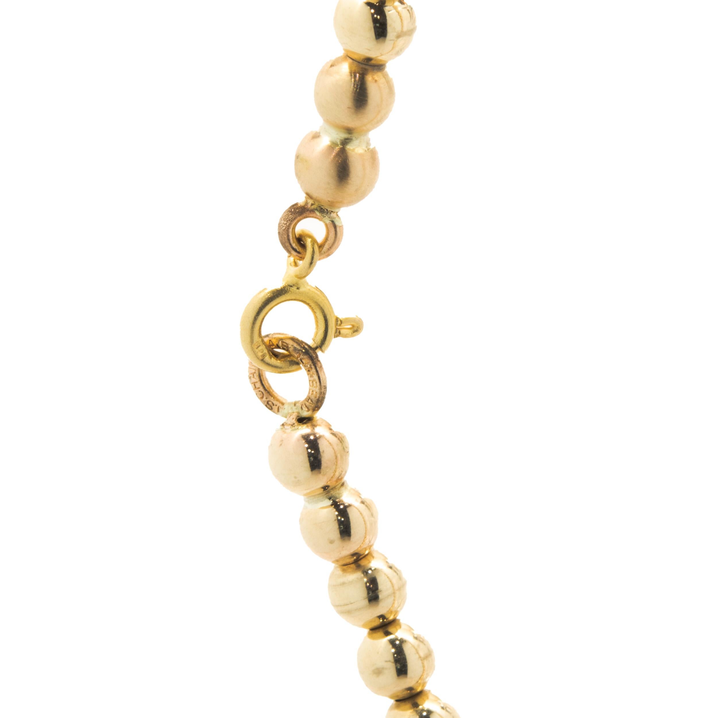 Women's or Men's 14 Karat Yellow Gold Ball Bracelet For Sale
