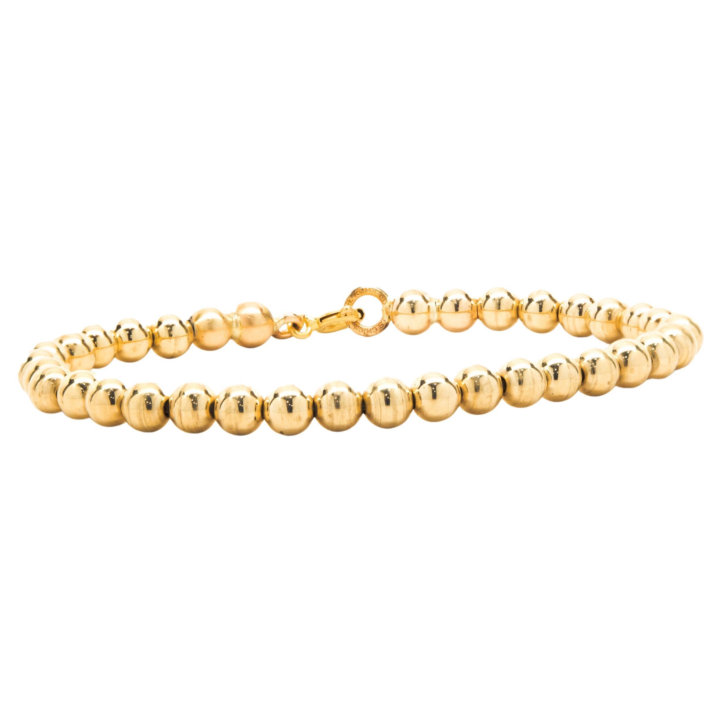 14 Karat Yellow Gold Ball Bracelet For Sale