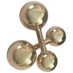 14 Karat Yellow Gold Ball Cuff Links H. Lewkowitz Jewelers, Madison Avenue, NYC