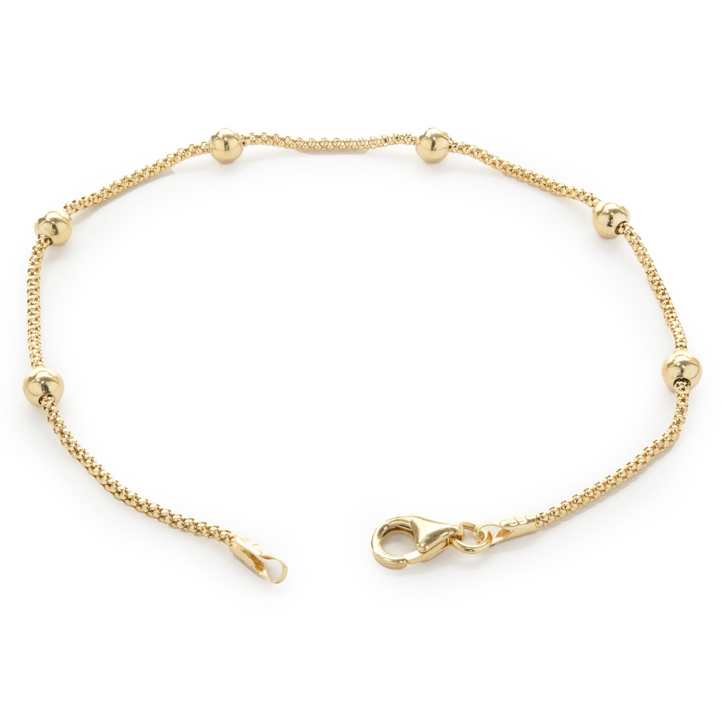 Bracelet station  boules en or jaune 14 carats Excellent état à Scottsdale, AZ