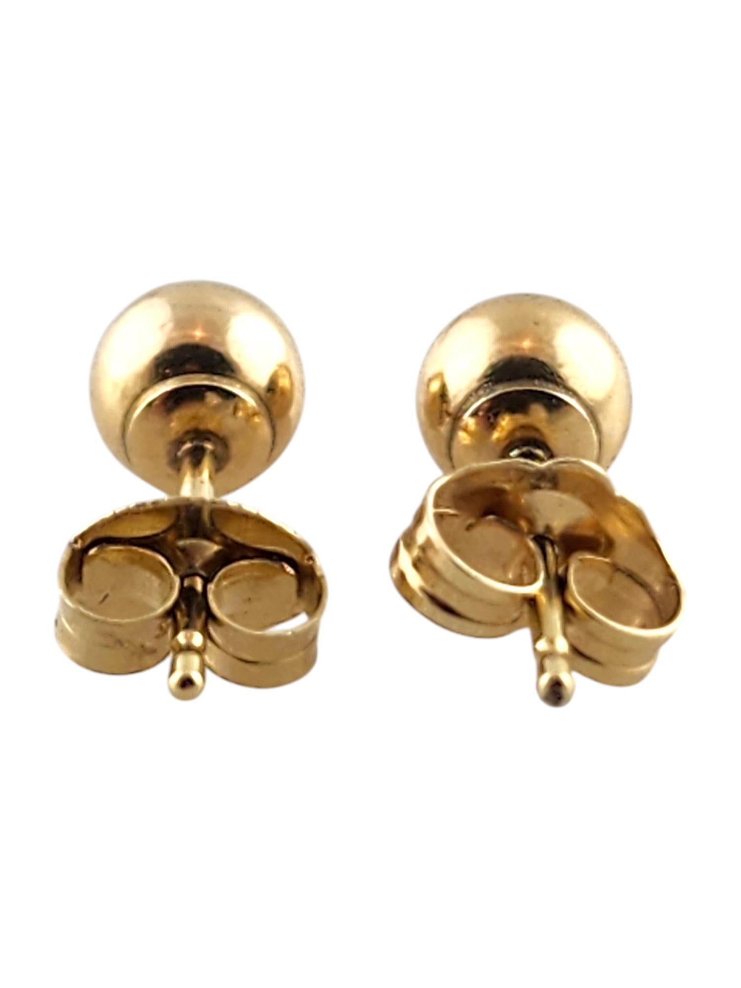 14 Karat Yellow Gold Ball Stud Earrings #19387 In Good Condition For Sale In Washington Depot, CT
