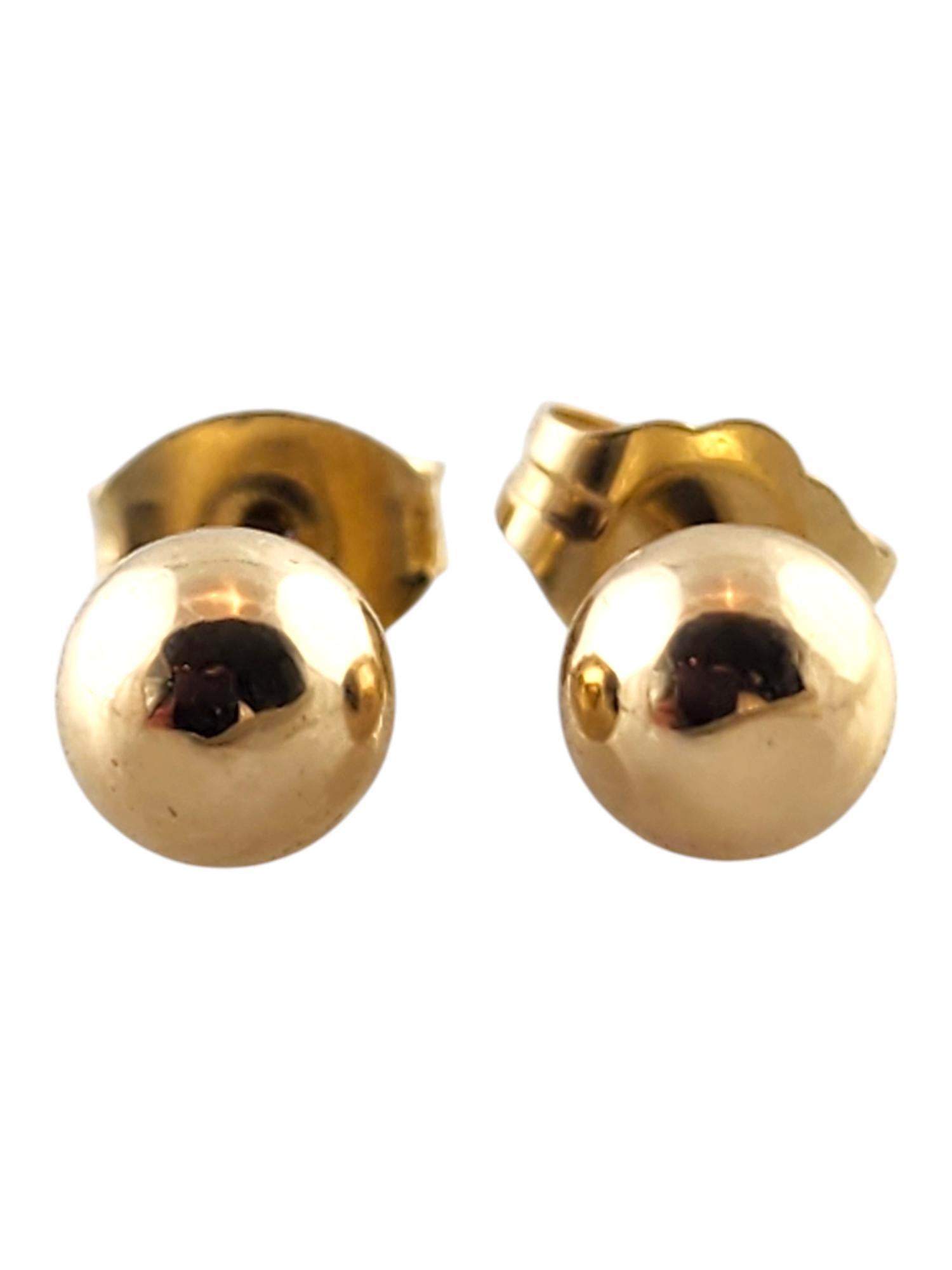Women's 14 Karat Yellow Gold Ball Stud Earrings #19387 For Sale