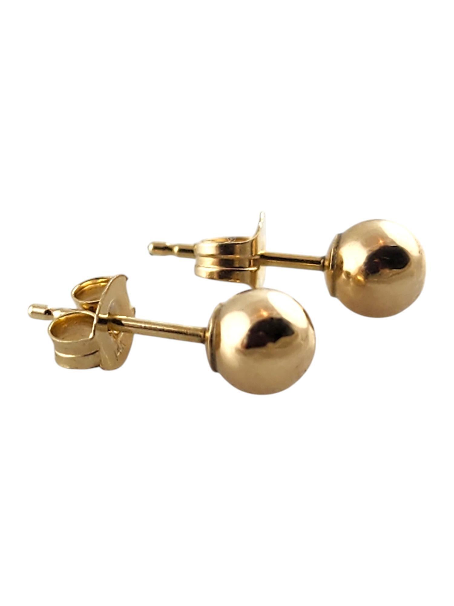 14 Karat Yellow Gold Ball Stud Earrings #19387 For Sale 2
