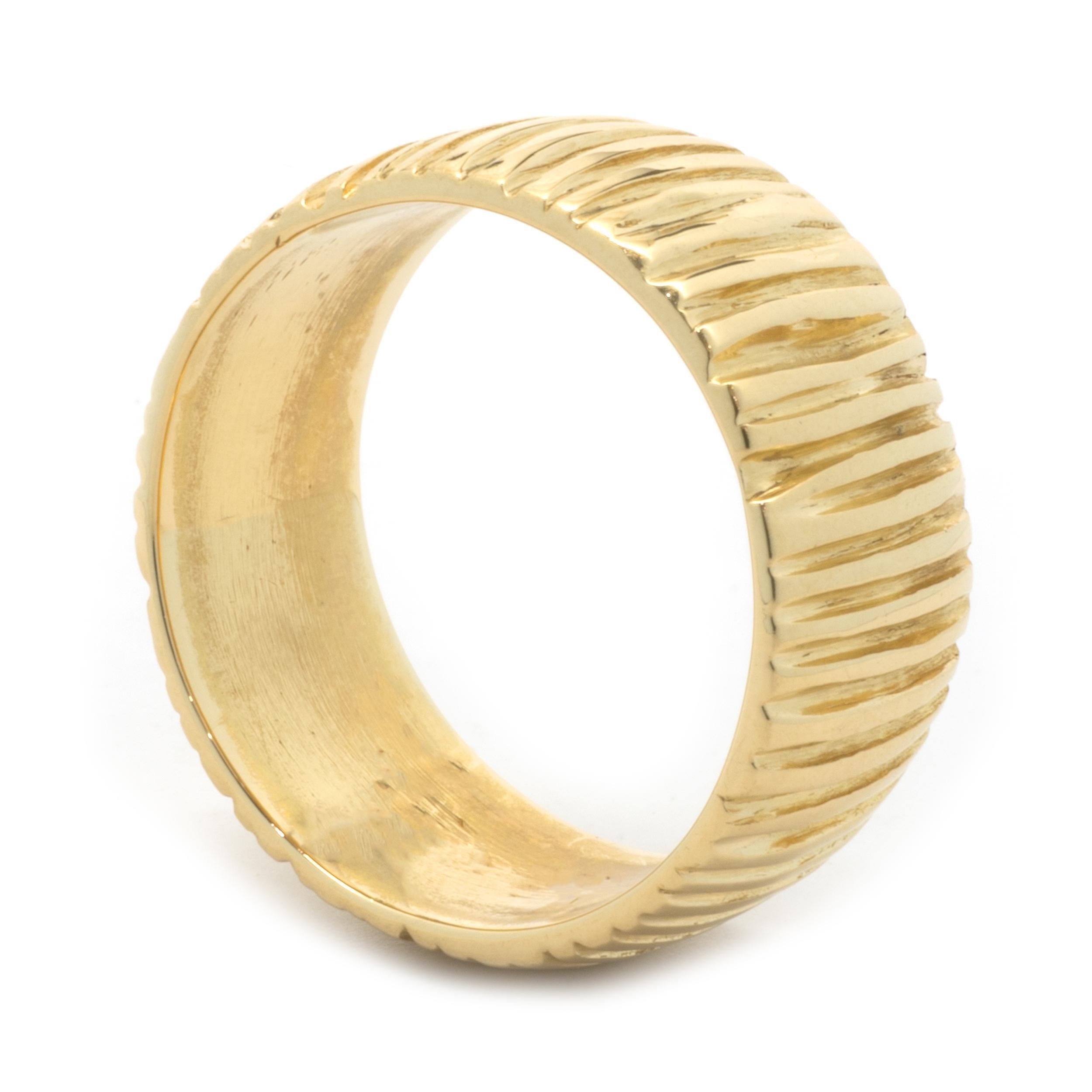 14 Karat Yellow Gold Bamboo Band In Excellent Condition In Scottsdale, AZ