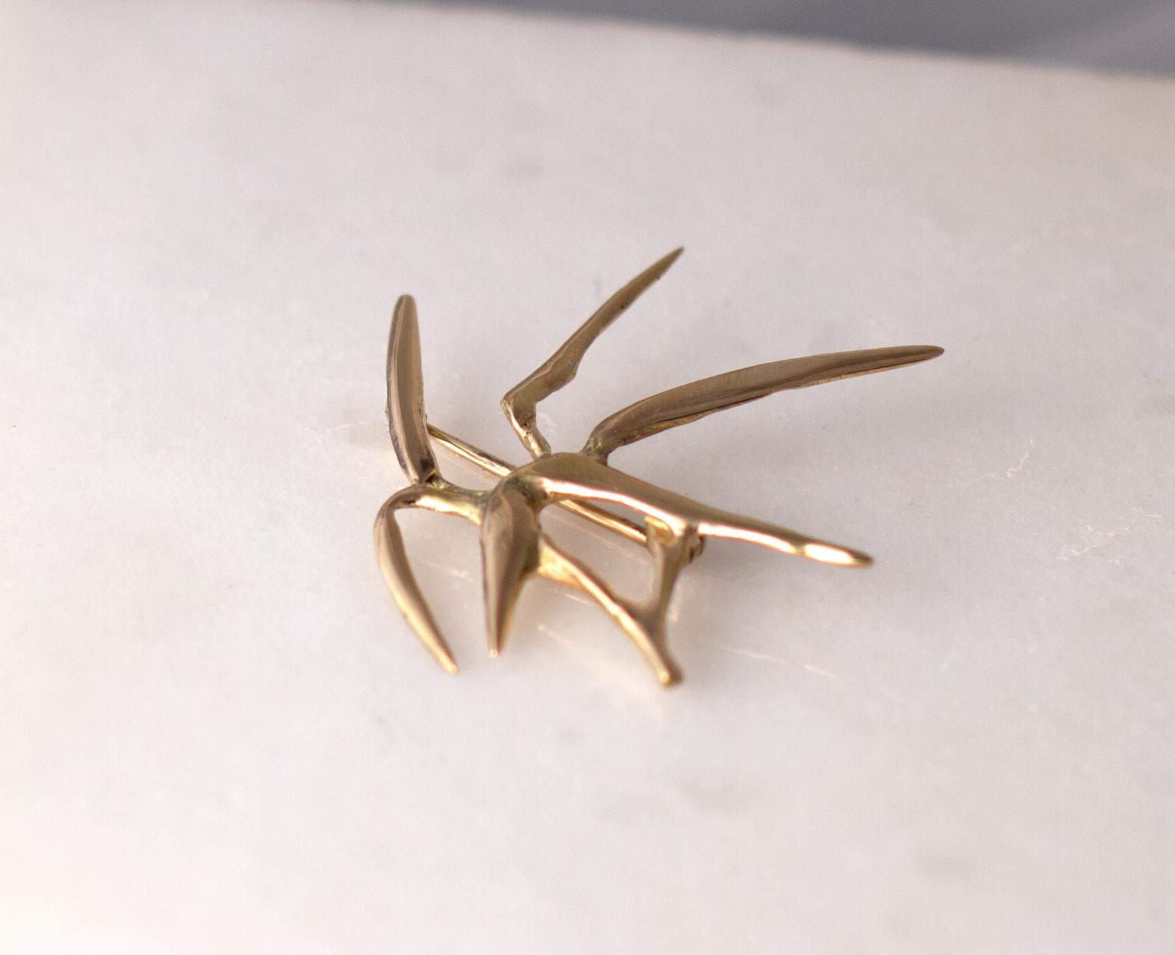 Fourteen Karat Yellow Gold Bamboo Brooch by the Artist For Sale 7