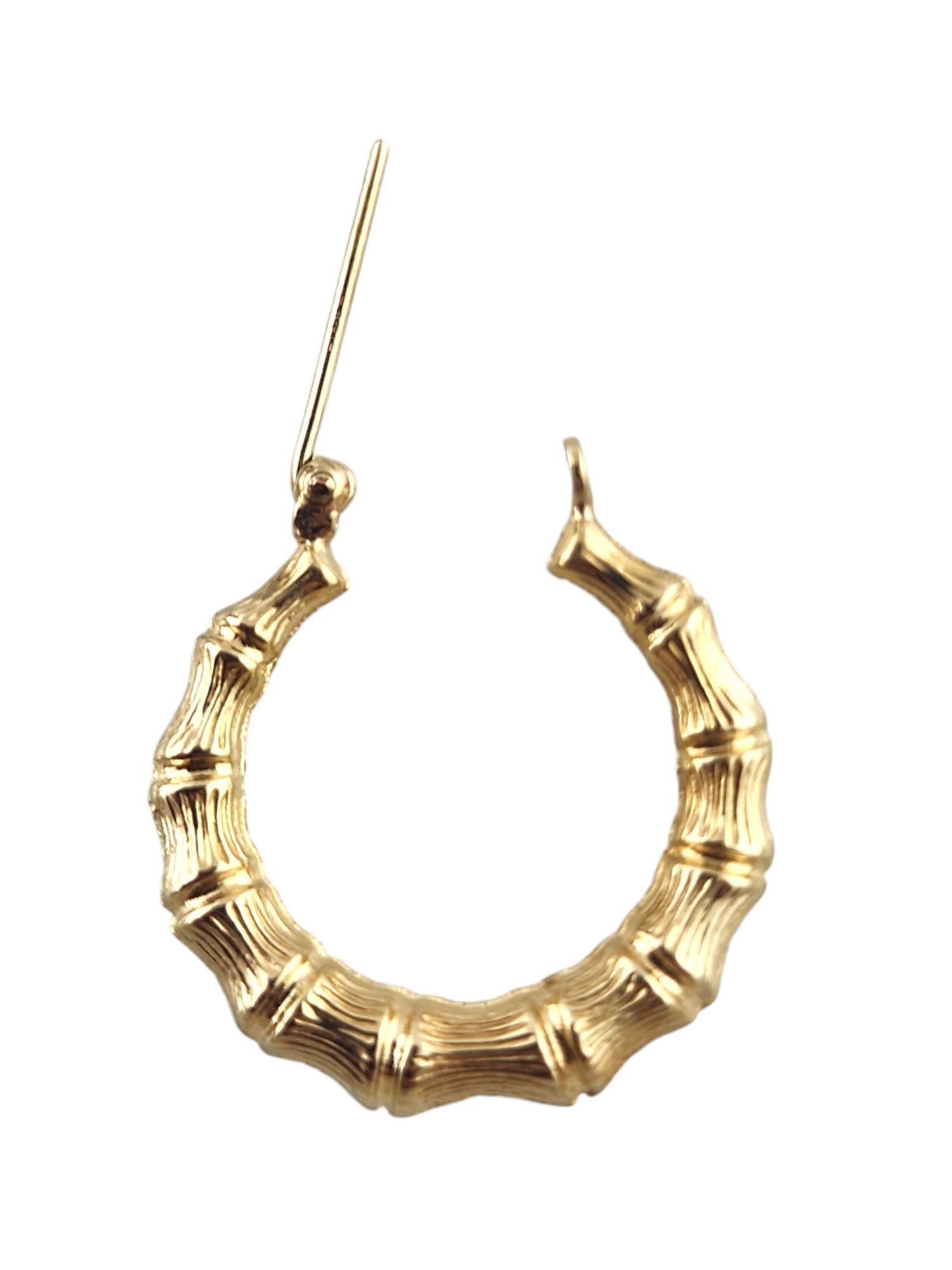 14 Karat Yellow Gold Bamboo Hoop Earrings #18988 2