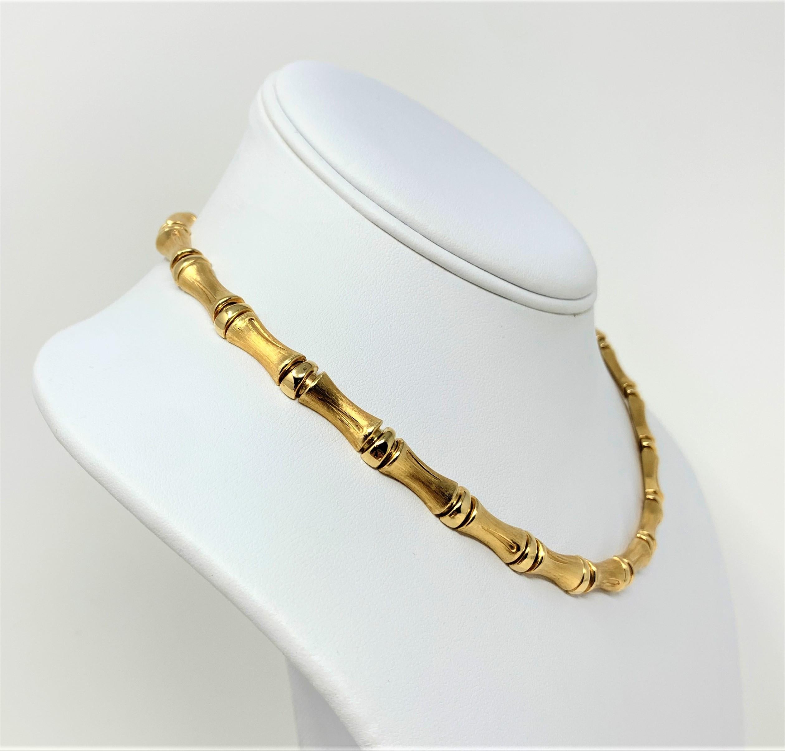 14k Yellow Gold 30.5g Bamboo Link Designer Aurafin Necklace Italy 16
