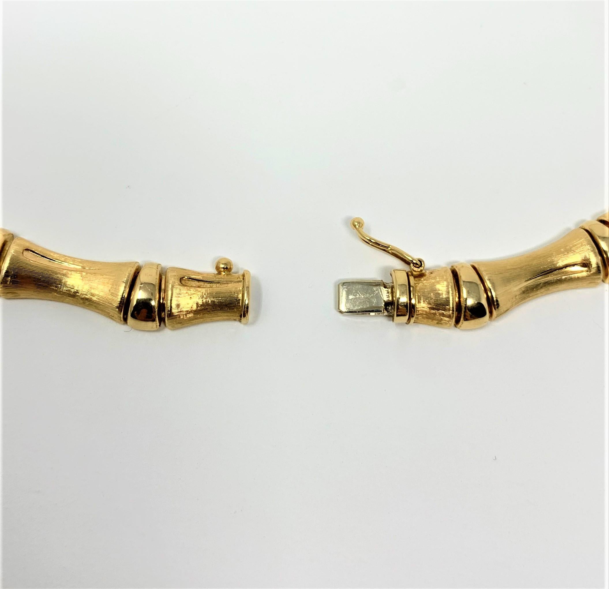 14 Karat Yellow Gold Bamboo Link Aurafin Necklace In Good Condition In Guilford, CT