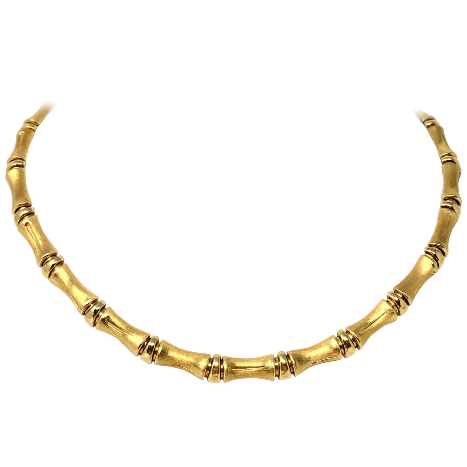 14 Karat Yellow Gold Bamboo Link Aurafin Necklace