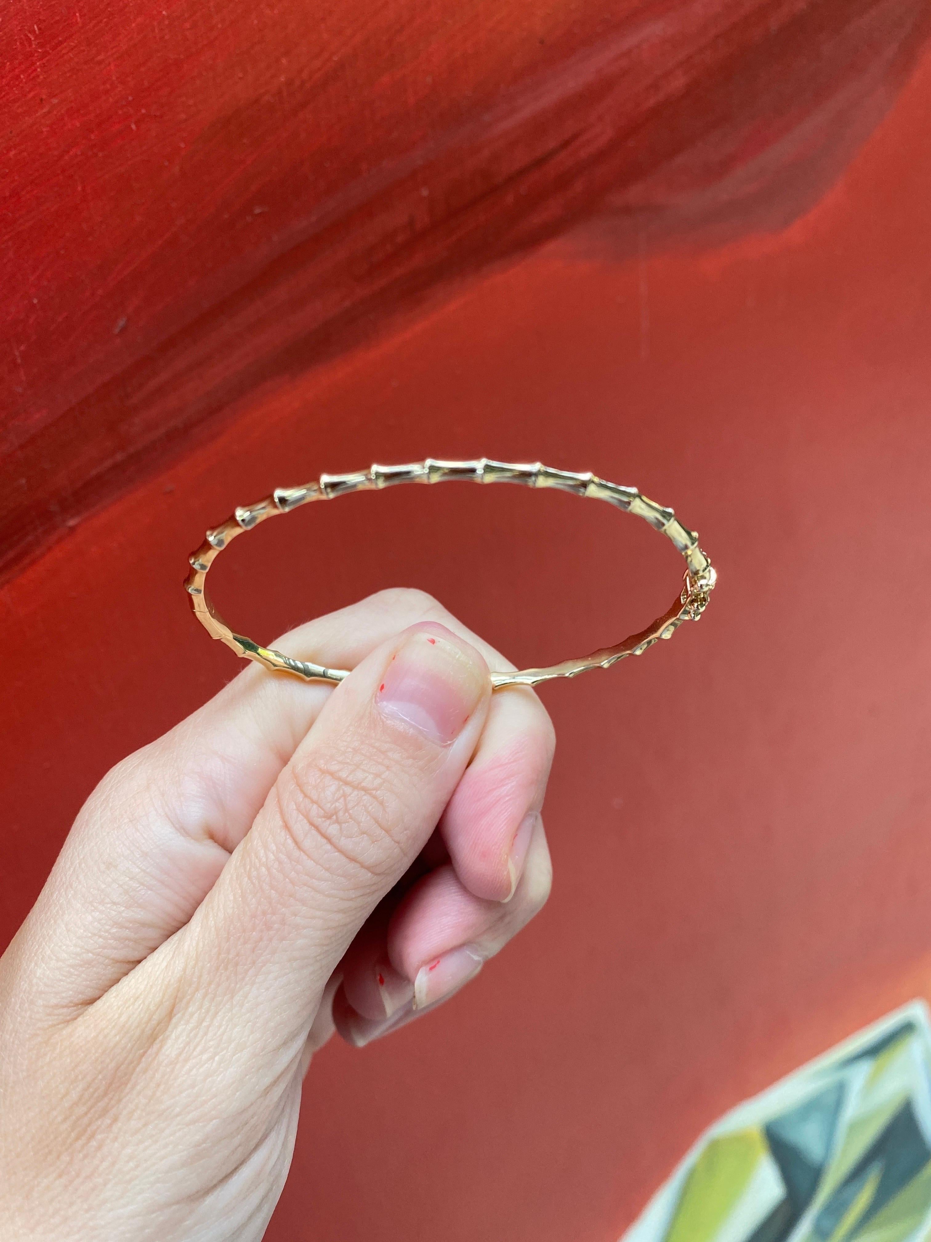 Armreif aus 14 Karat Gelbgold mit Bambusmotiv 2