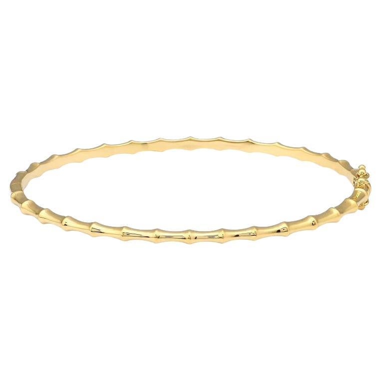 14 Karat Yellow Gold Bamboo Motif Bangle Bracelet