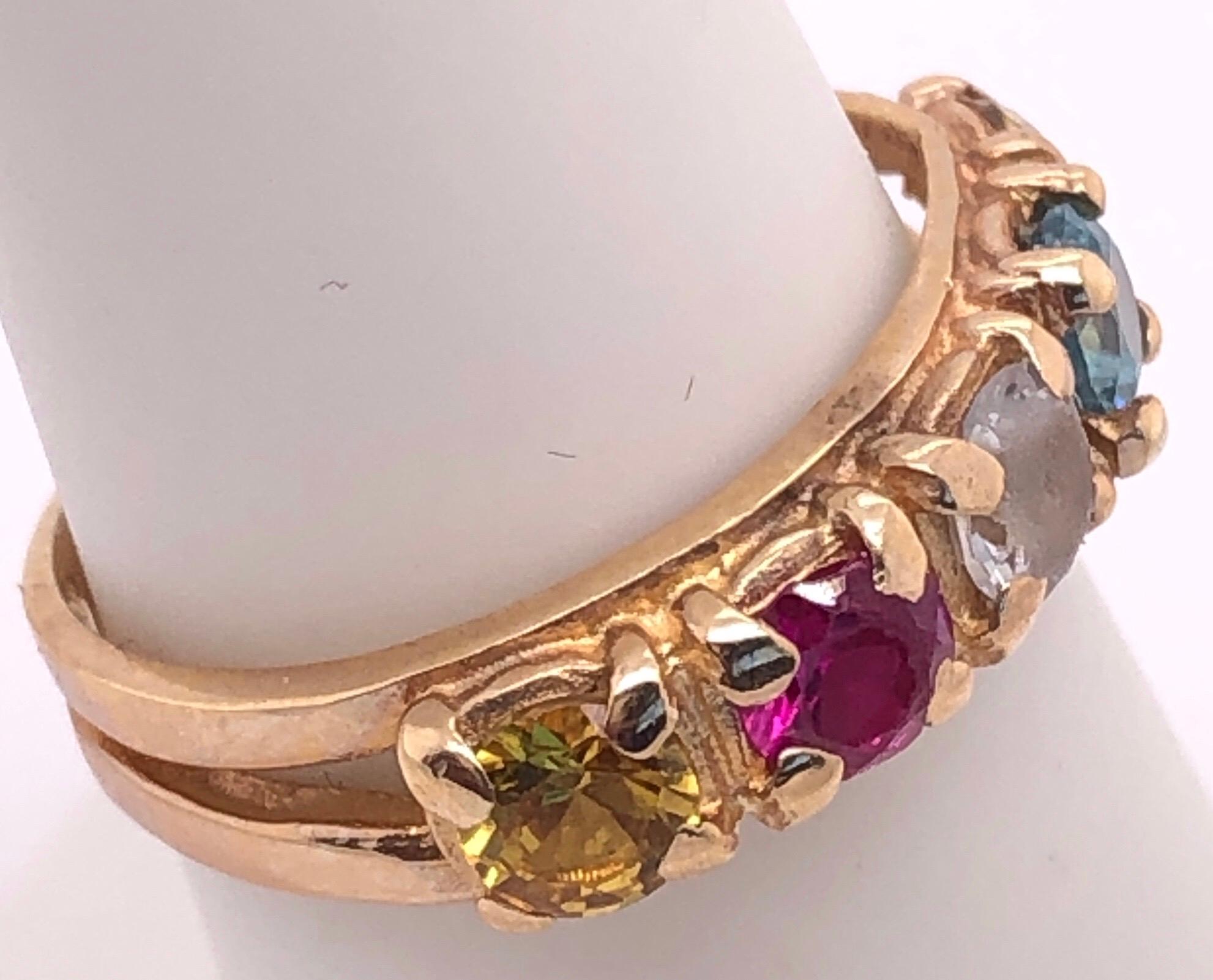 Taille ronde Bracelet en or jaune 14 carats avec pierres semi-précieuses multicolores en vente