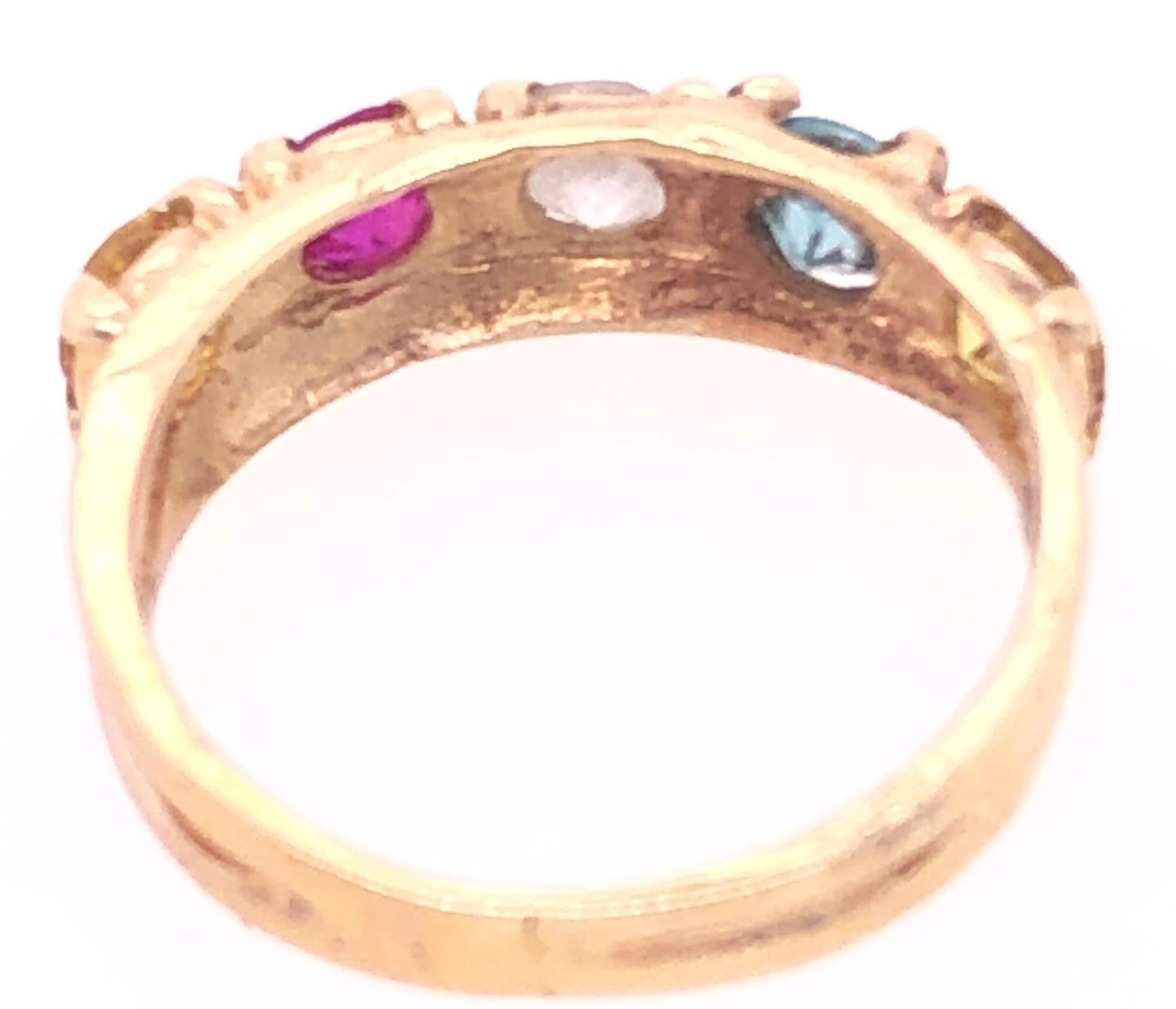 14 Karat Yellow Gold Band with Multicolored Semi Precious Stones In Good Condition For Sale In Stamford, CT