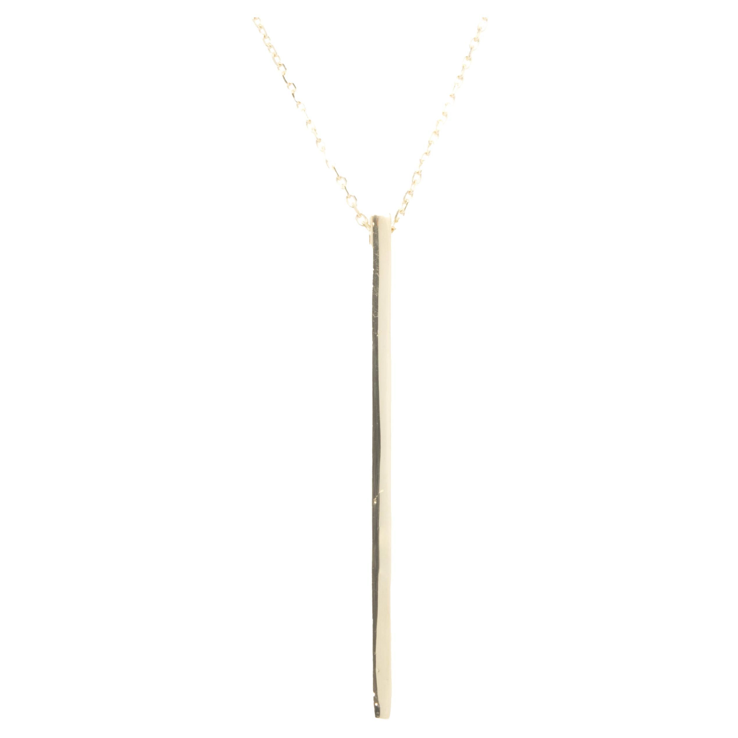 14 Karat Yellow Gold Bar Drop Necklace