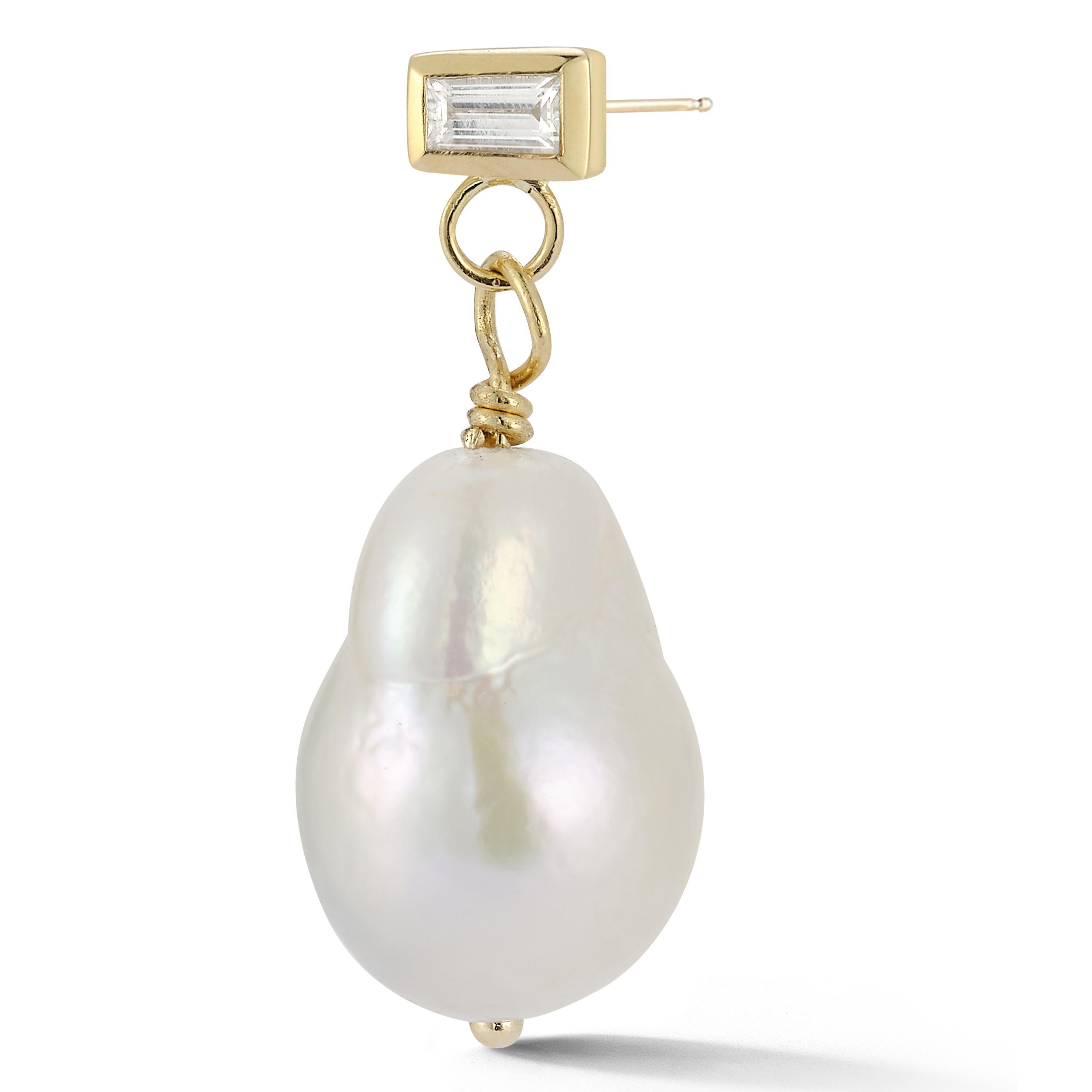 Boucles d'oreilles baroques en or jaune 14 carats avec diamants de 0,38 carat Hi June Parker Neuf - En vente à New York, NY