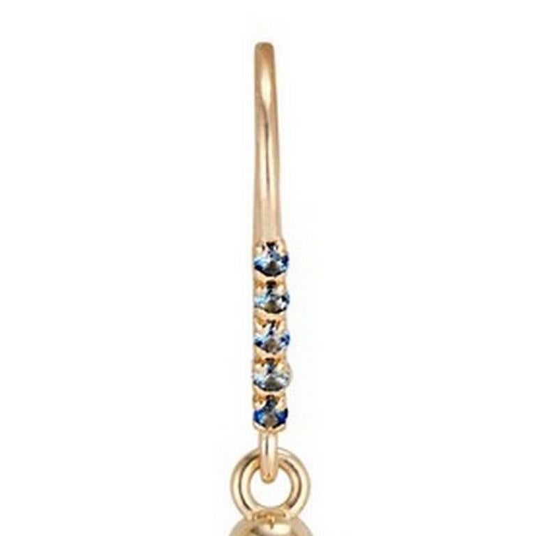 14 Karat Yellow Gold Baroque Pearl and Blue Sapphire Drop Earrings In New Condition In New York City, NY