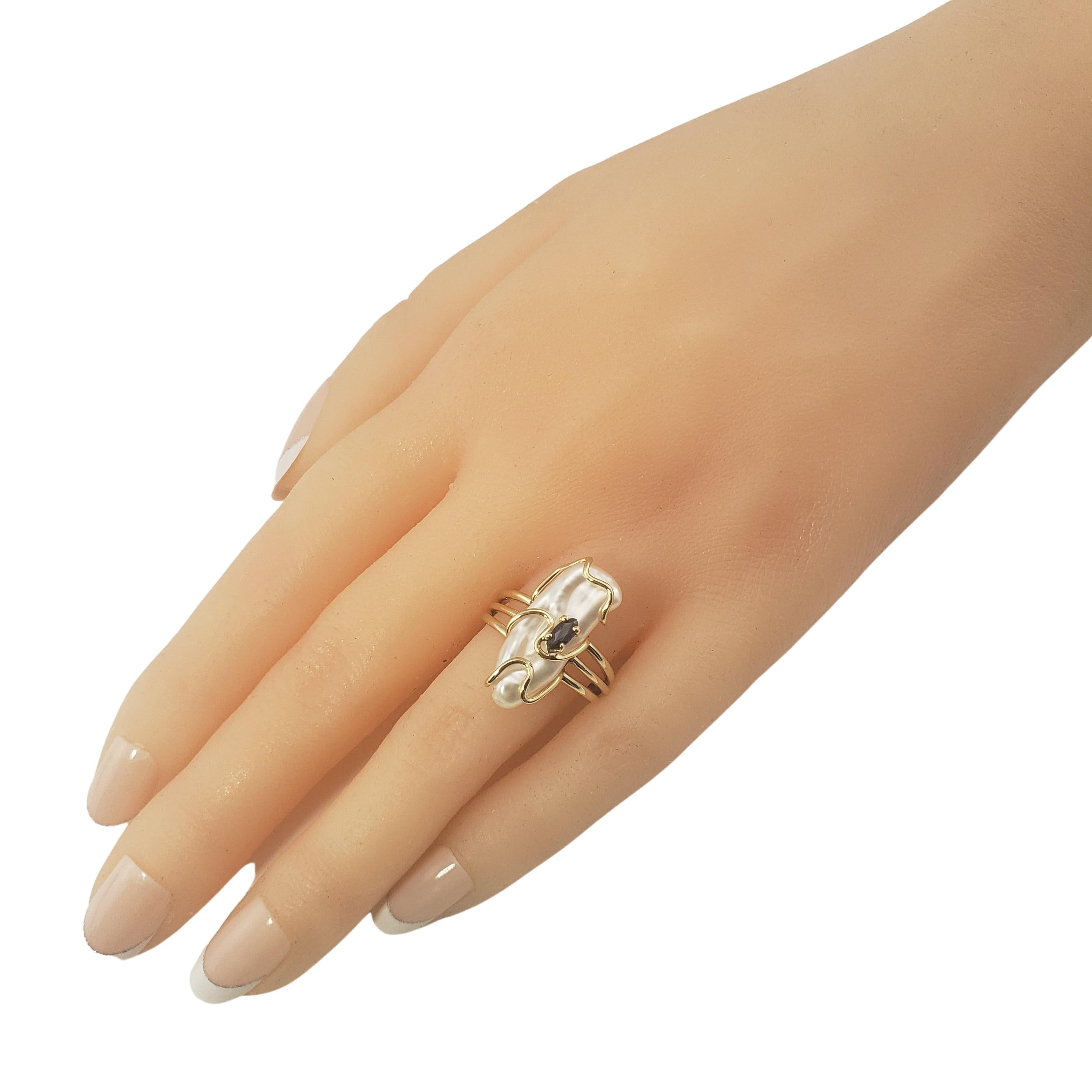 14 Karat Gelbgold Barockperlen- und Saphir-Ring 3