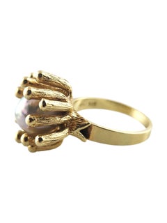 14 Karat Yellow Gold Baroque Pearl Ring Size 7.25 #19289
