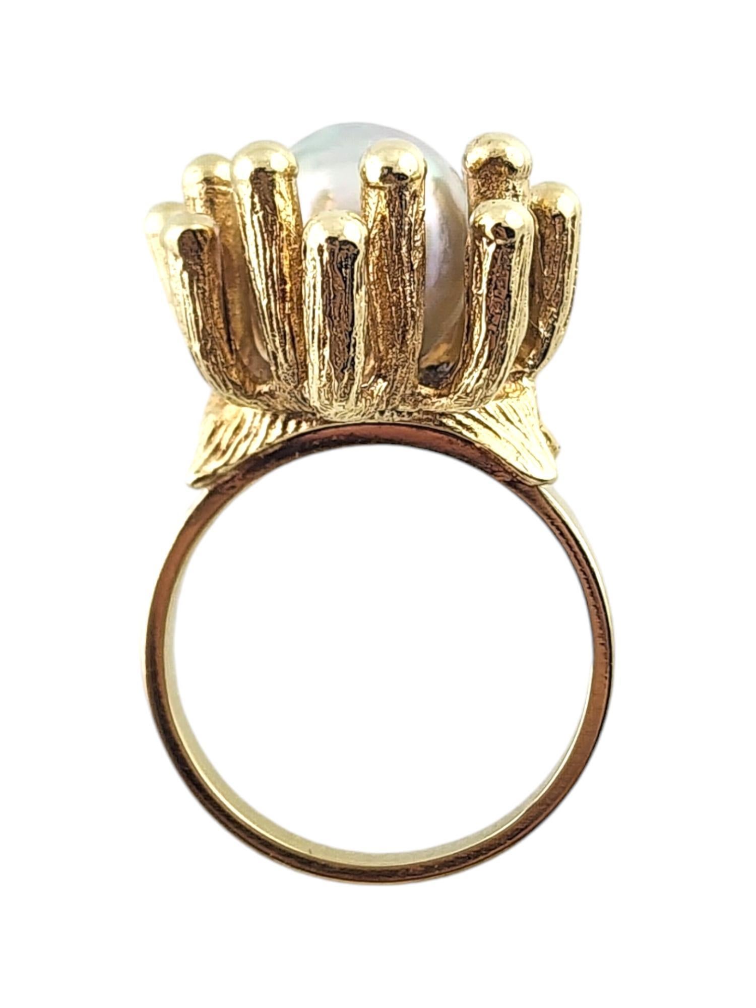 14 Karat Gelbgold Barockperlenring Größe 7,25 #19289 (Moderne)