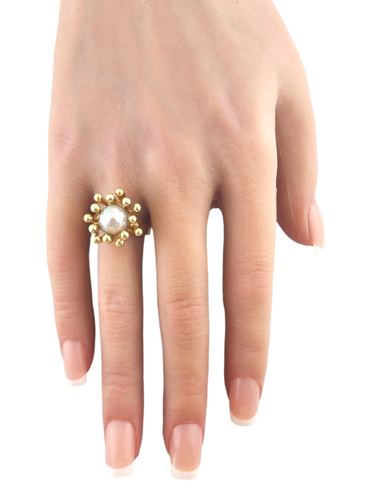 14 Karat Gelbgold Barockperlenring Größe 7,25 #19289 Damen