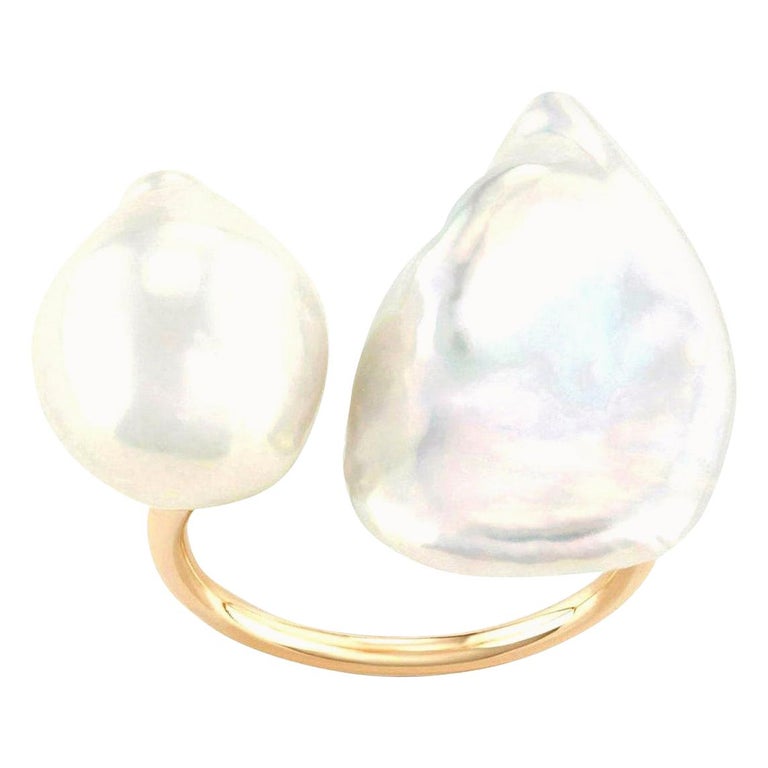 14k Gold Baroque Pearl Statement Ring