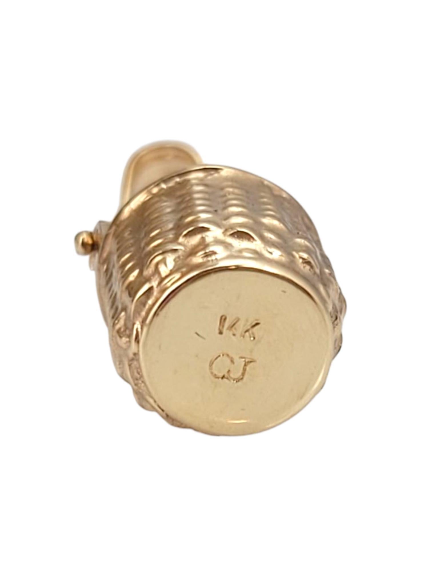 14 Karat Yellow Gold Basket Charm #21661 in vendita 1