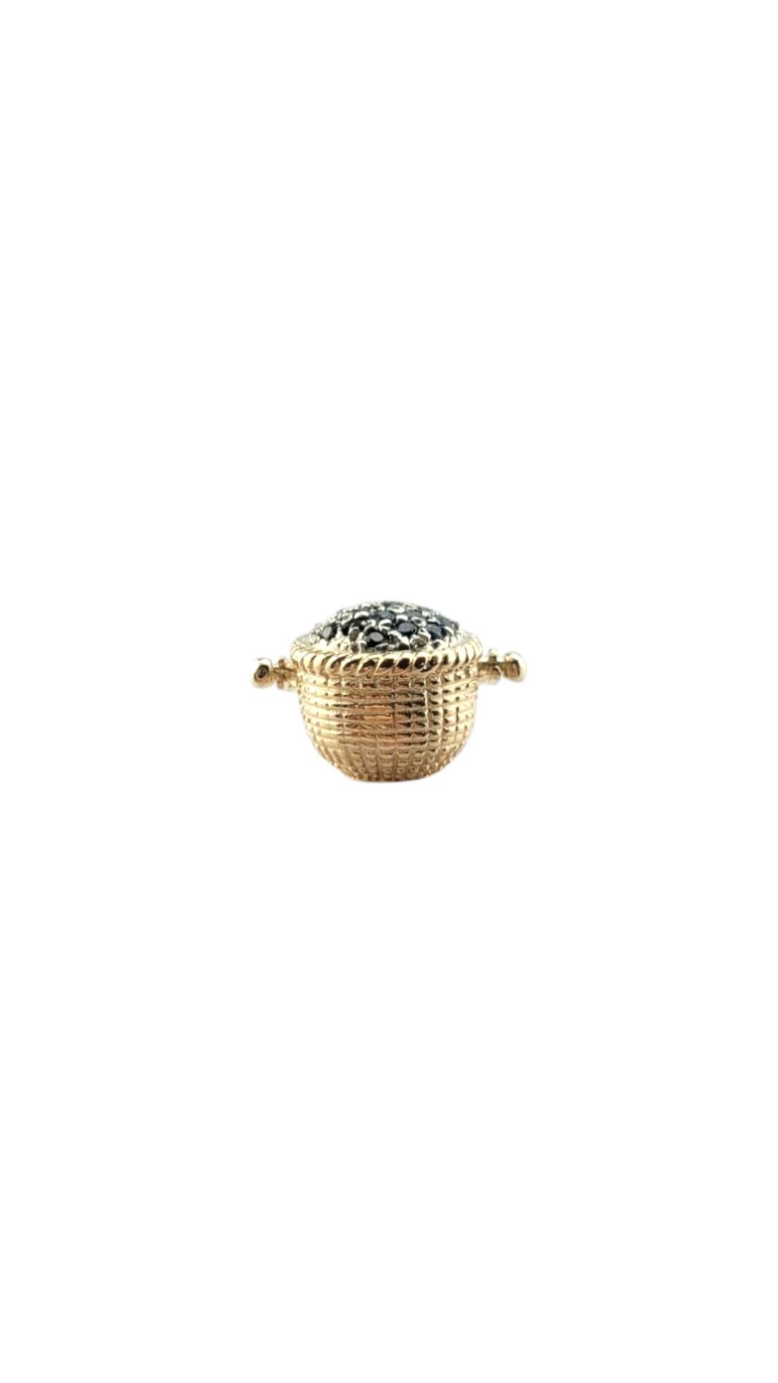 Round Cut 14 Karat Yellow Gold Basket Pendant with Blue Faceted Stones #21124 For Sale