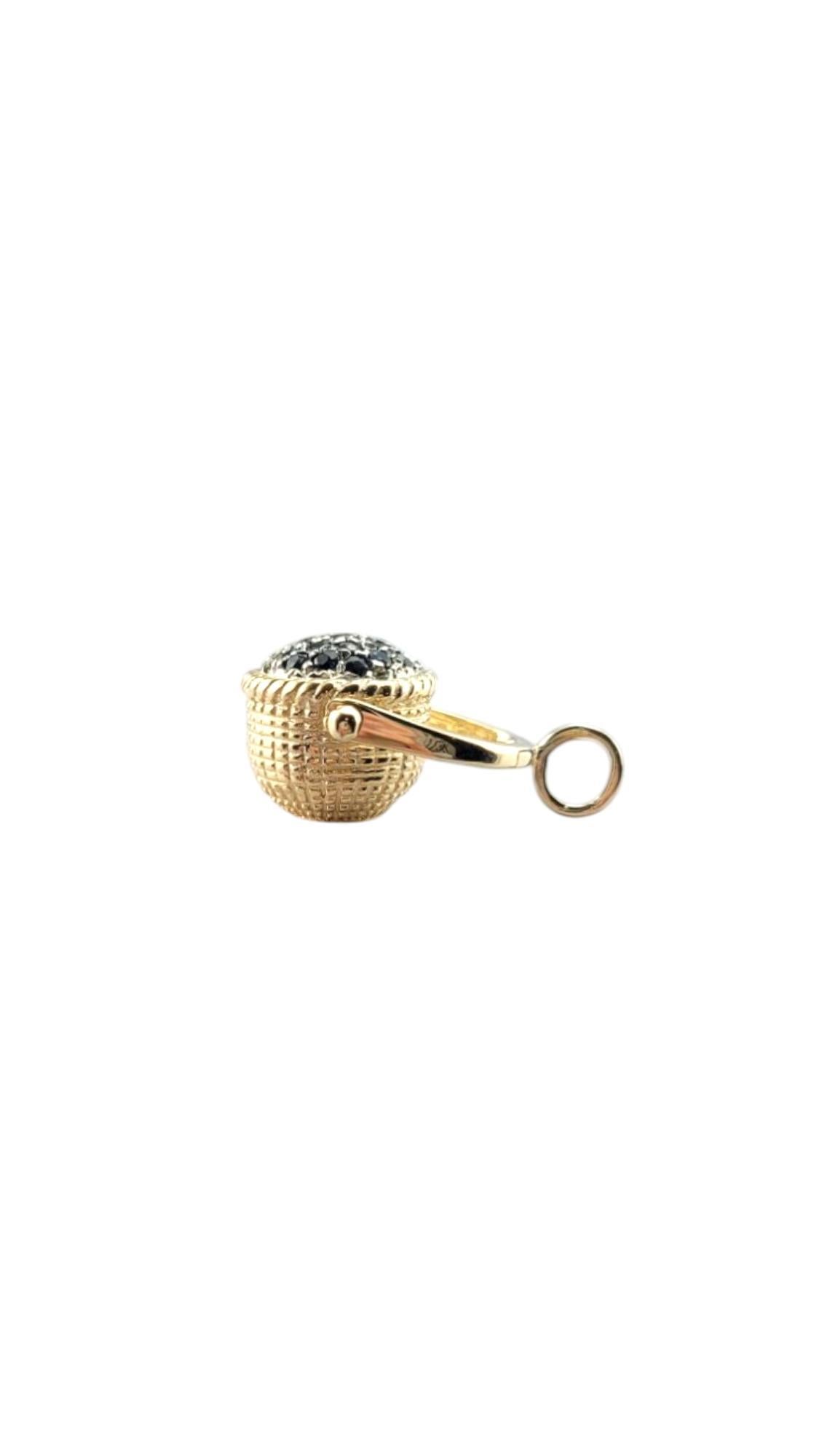 14 Karat Yellow Gold Basket Pendant with Blue Faceted Stones #21124 In Good Condition For Sale In Washington Depot, CT
