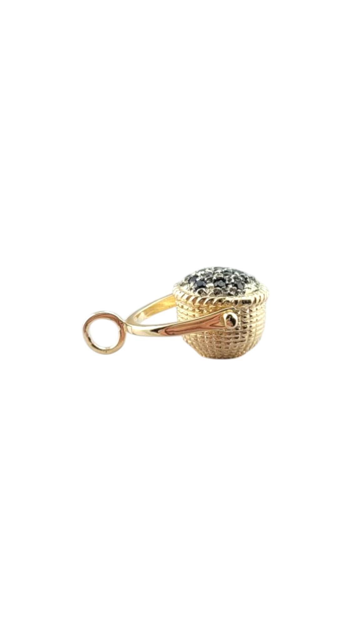 Women's 14 Karat Yellow Gold Basket Pendant with Blue Faceted Stones #21124 For Sale