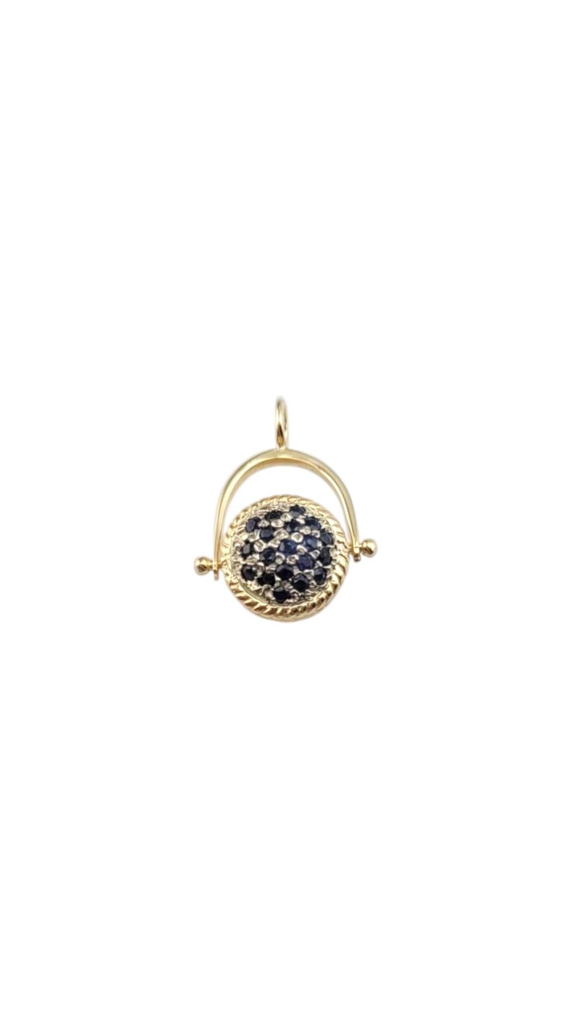 14 Karat Yellow Gold Basket Pendant with Blue Faceted Stones #21124 For Sale