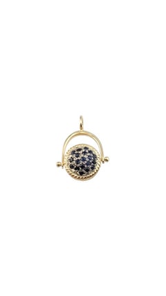 14 Karat Yellow Gold Basket Pendant with Blue Faceted Stones #21124